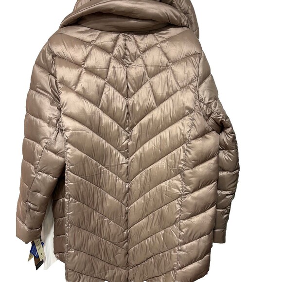 New Bernardo Performance Puffer Jacket Women’s Packable Hooded Beige Brown 1X - Picture 4 of 12